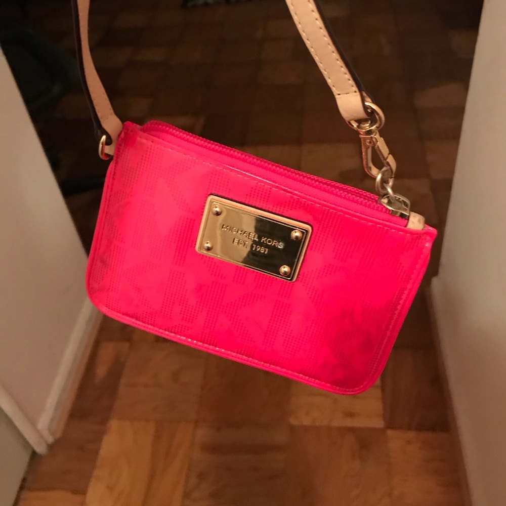 Michael Kors hot pink clutch/wristlet